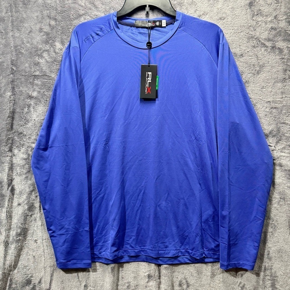 RLX Ralph Lauren Shirt Golf Preformance Long Sleeve Blue Men's Size Large New